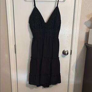 Black Sleeveless Plunge Sundress